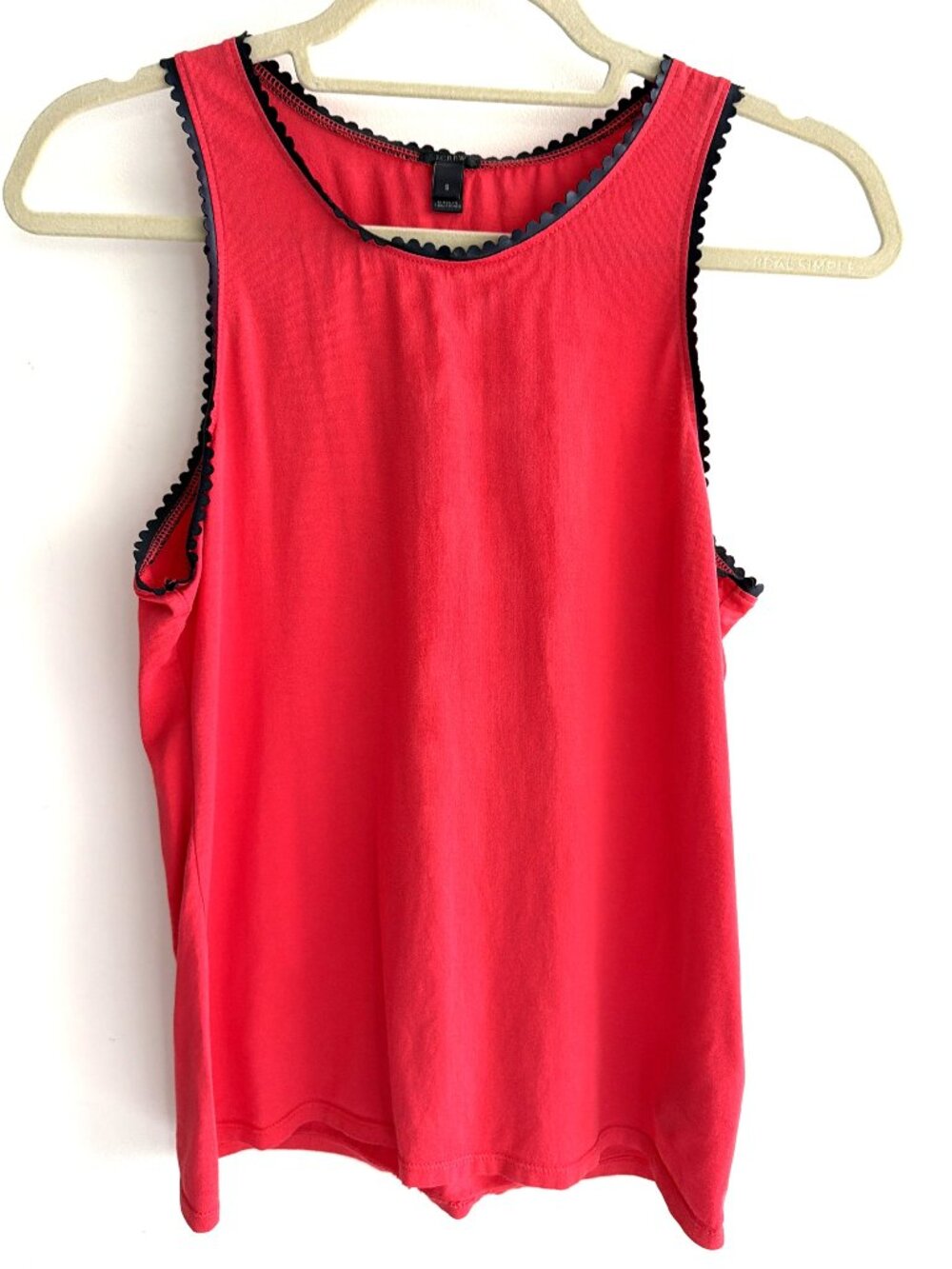 J.Crew Red Sleeveless Tank Top with Black Fringe Size Small